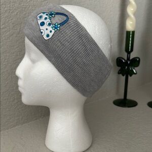 Gray Headband with Blue and White Accent